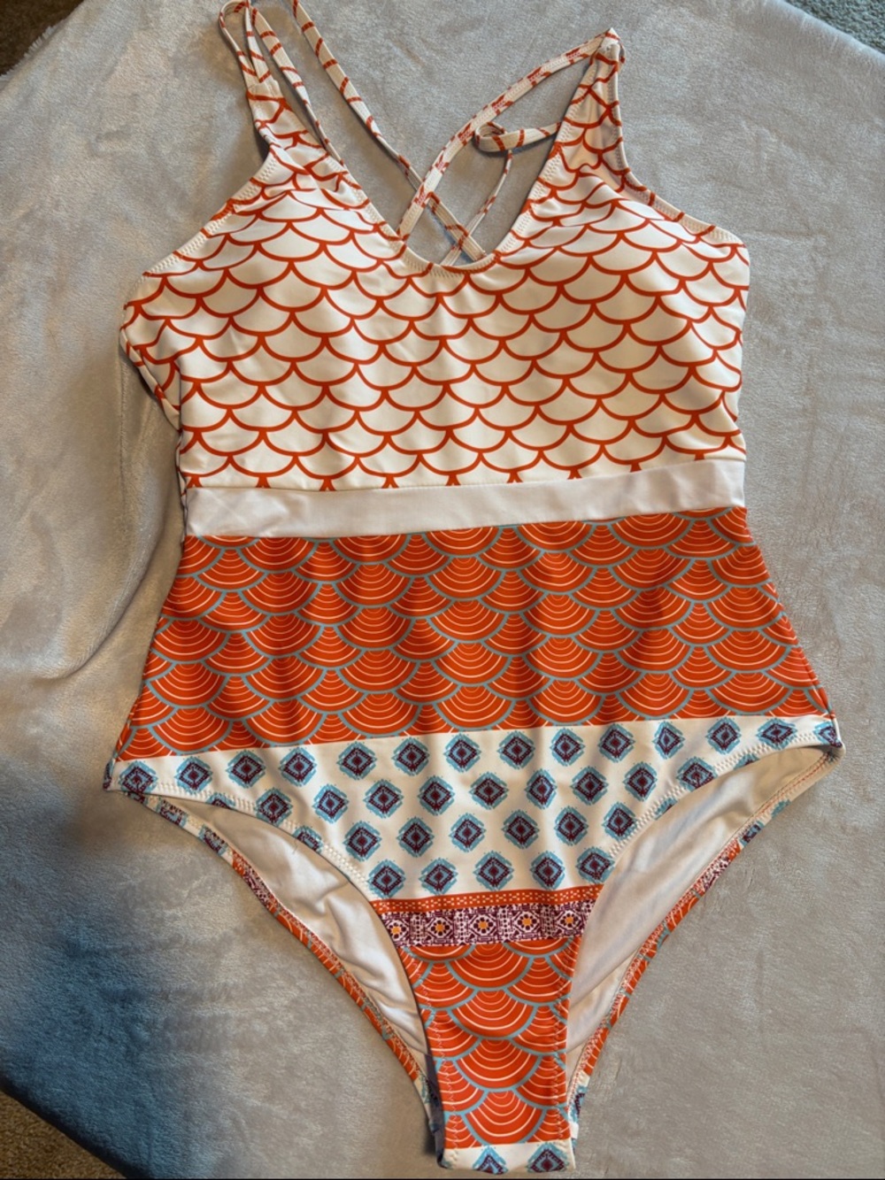 Cupshe Orange and White Patterned One-Piece Swimsuit